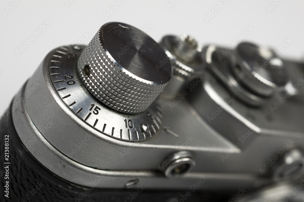 part of old retro camera copy of leica. macro shot part of old retro camera copy of leica. macro shot