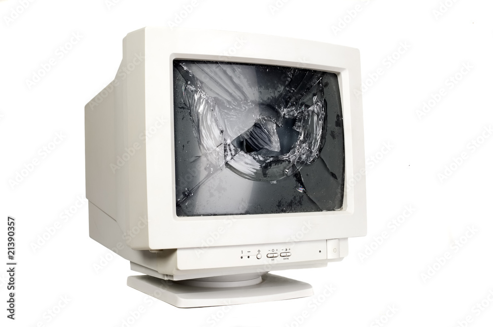 Broken screen of computer