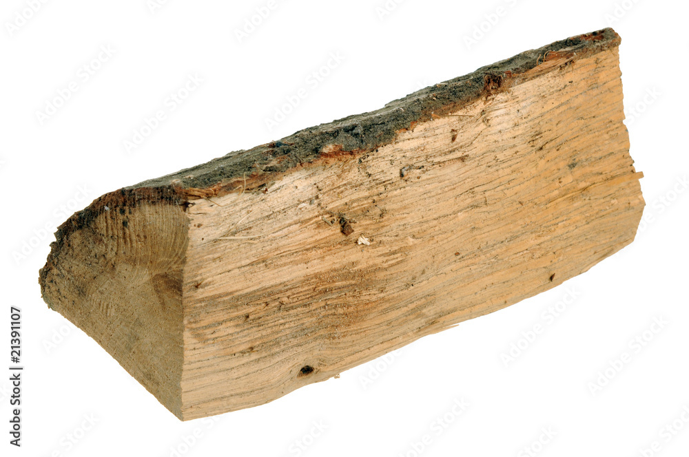 A log of wood isolated on white background