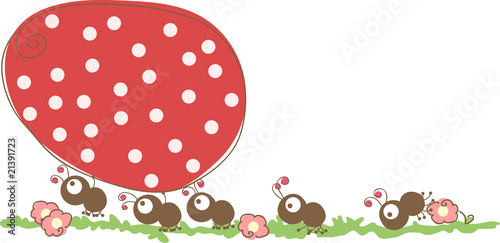 ants running with easter egg