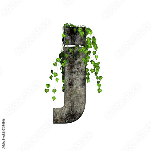 green ivy on 3d stone small letter