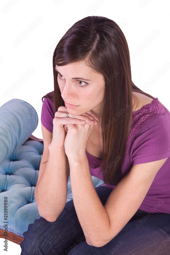 Beautiful Girl Posing on the Antique Couch Beautiful Girl Posing on the Antique Couch