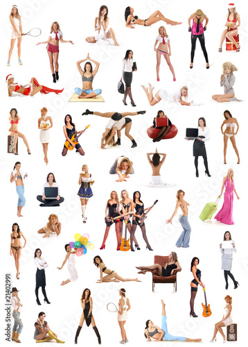 Wallpaper Mural Set of attractive girls standing in different poses Torontodigital.ca
