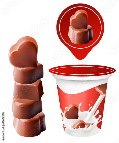 Design of packing yoghurt with vector of chocolate