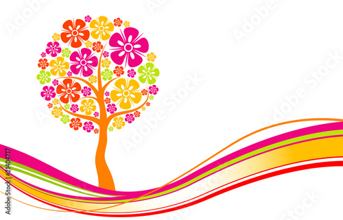 Tree spring background, vector