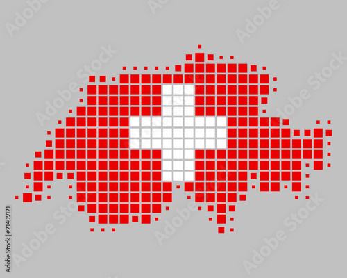 Karte und Fahne der Schweiz