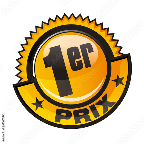 icone / bouton  / sticker soldes 1er prix noir et or