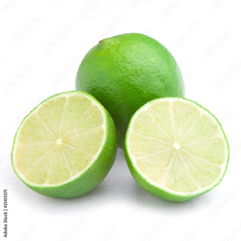 Fresh lime on white background