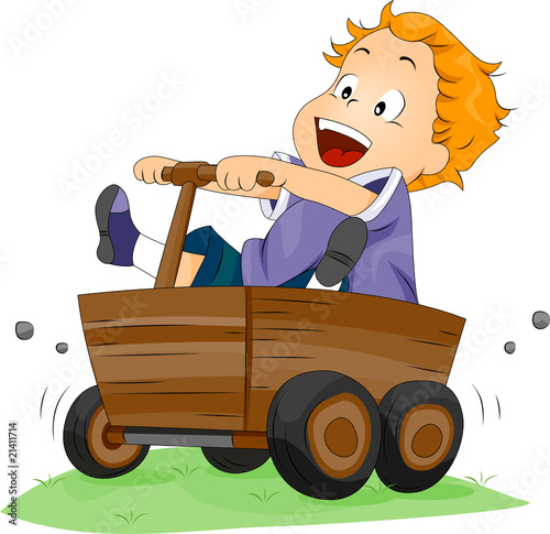 Child on Wooden Cart
