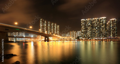 Residential Apartment Buildings in Hong Kong at night
