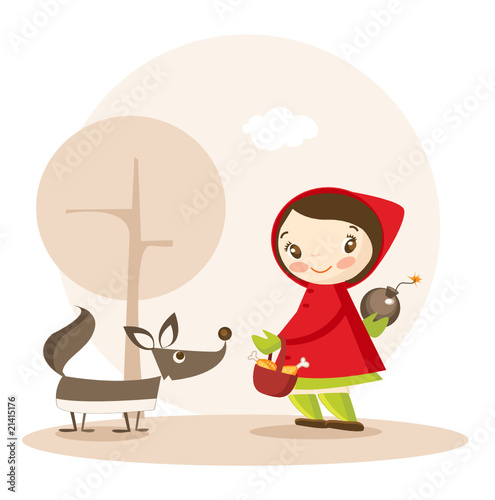 Little Red Riding Hood funny cartoon vector illustration