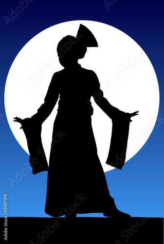 young chinese girl black silhouette