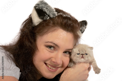 Girl and kitten