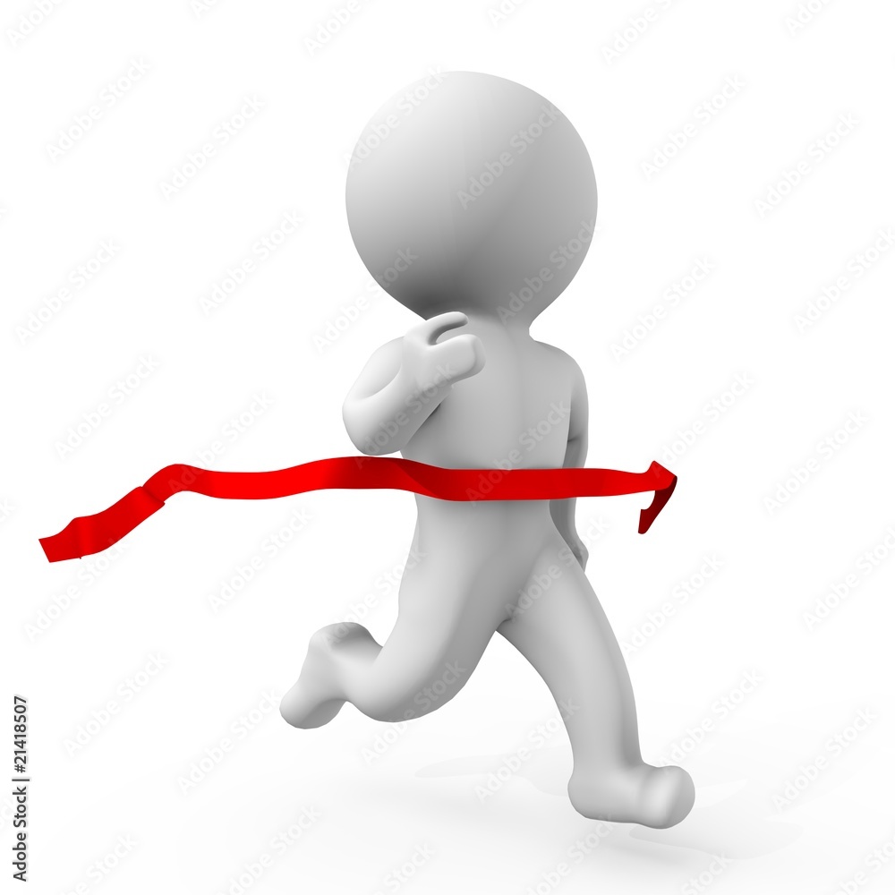 Human crossing the finishing line - a 3d image Human crossing the finishing line - a 3d image
