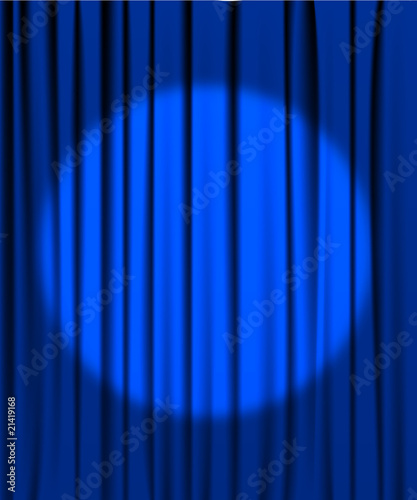 Blue curtain with a spotlight