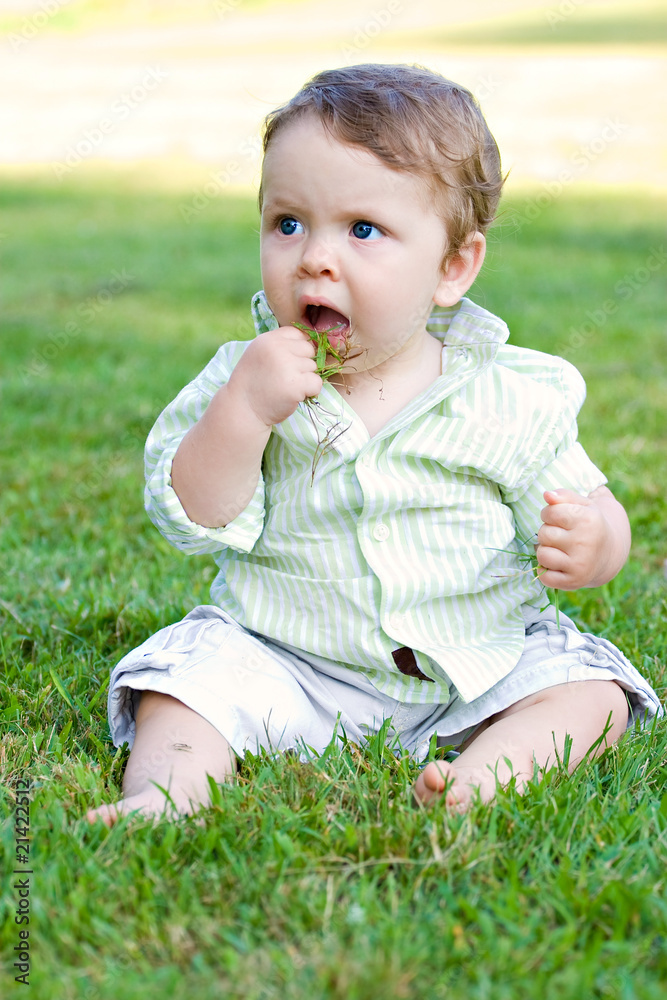 Baby Eating Grass