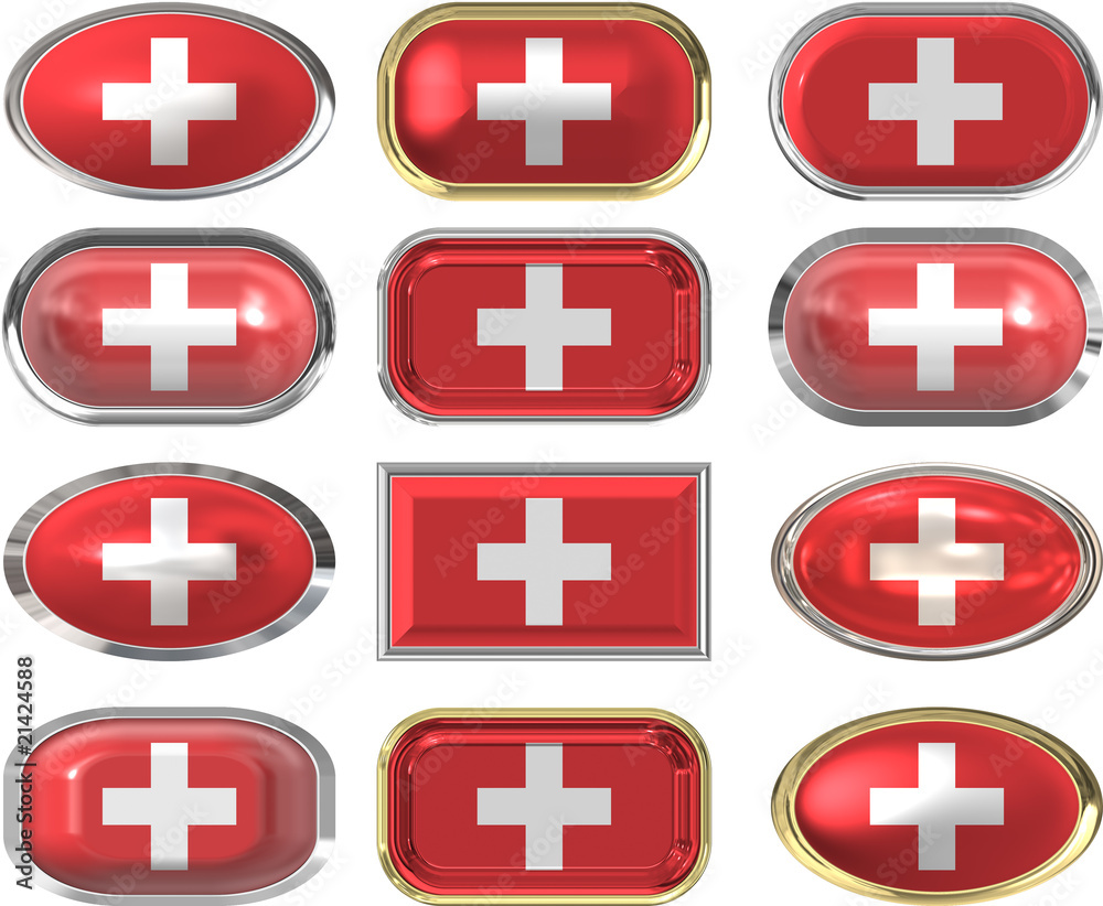 Fototapeta premium 12 buttons of the Flag of Switzerland