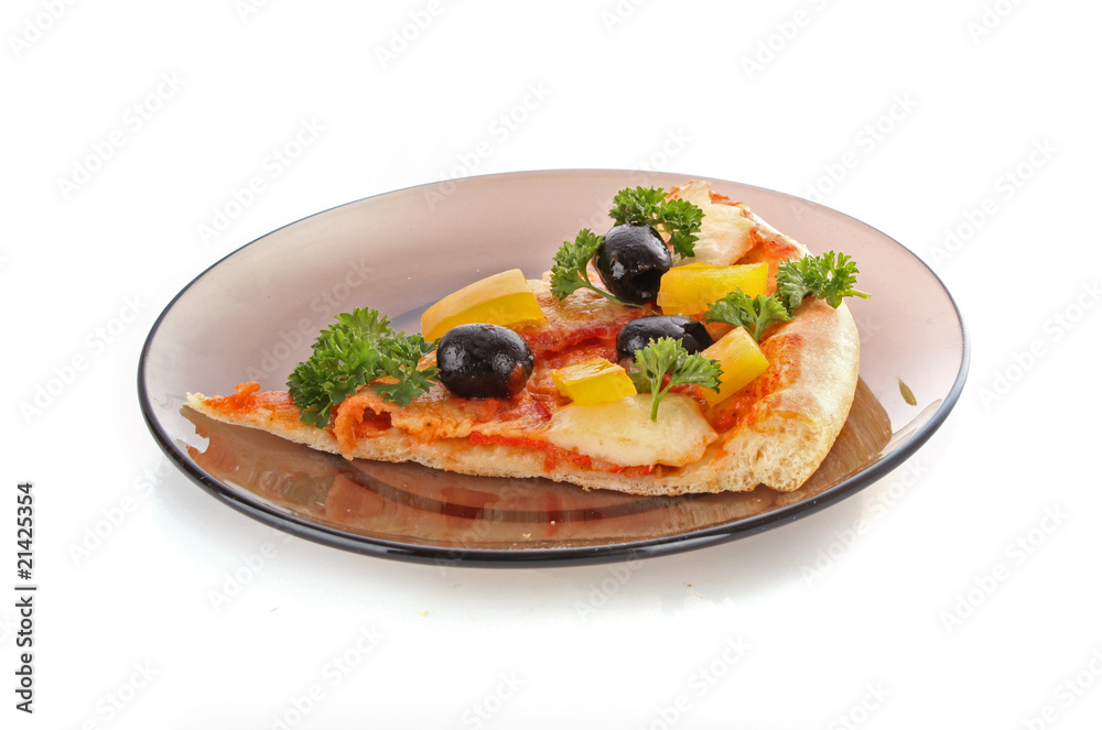 Tasty pizza with olives isolated on white Tasty pizza with olives isolated on white