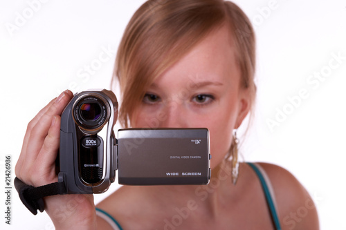 Frau mit Camcorder photo