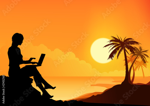 Working Beach Girl