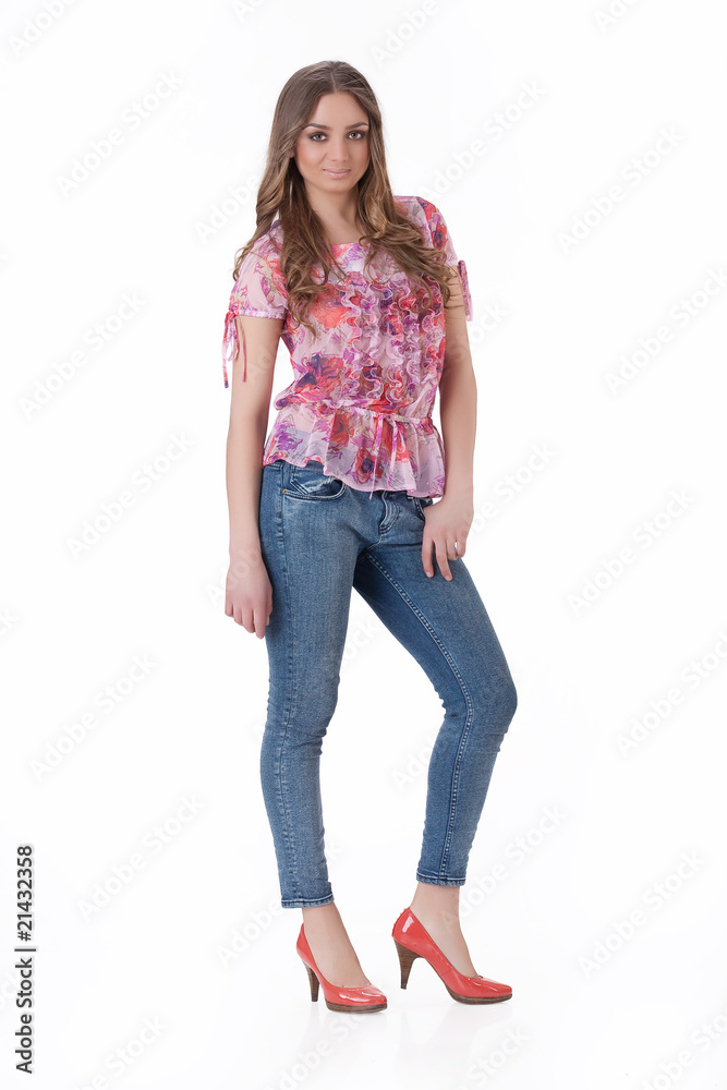 Young Woman In Fashionable Clothing Young Woman In Fashionable Clothing