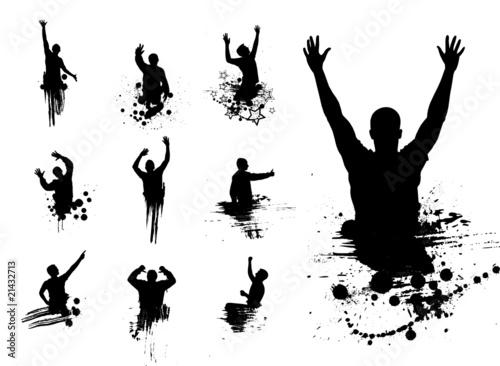 Set silhouettes of dancing guys