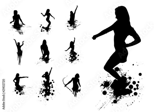 Silhouettes of dancing girls in a nightclub