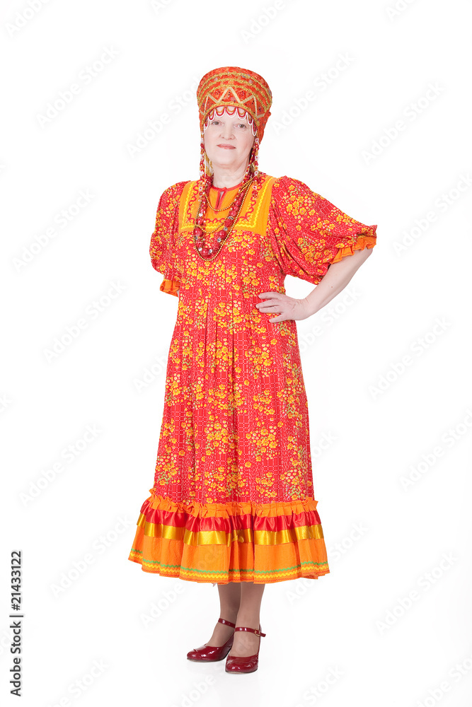 Woman In Russian Traditional Clothing