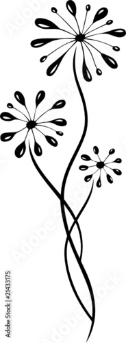 black art, Blumen, Blüten, Ranke, floral, Gräser