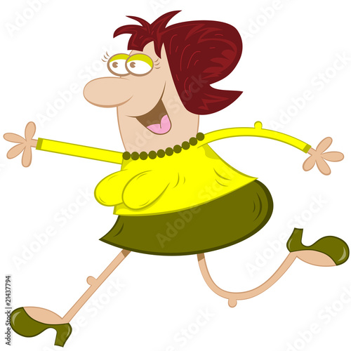 Woman Running Cartoon Character