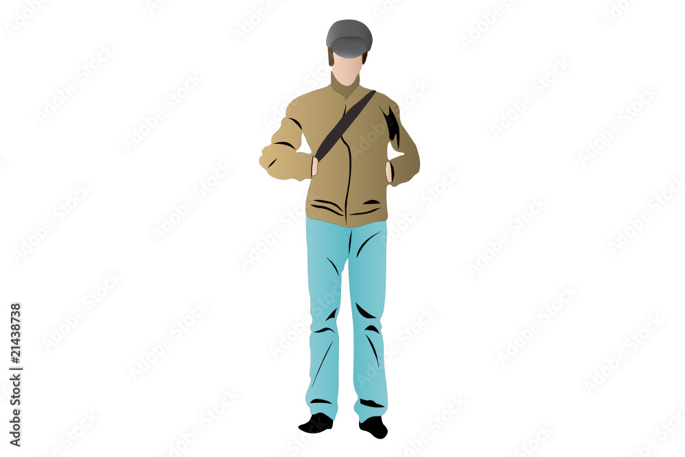 Obraz premium vector illustration of guy under the white background