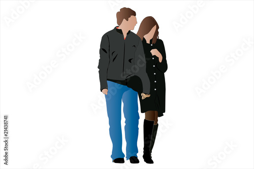 Vector illustration of couple under the white background
