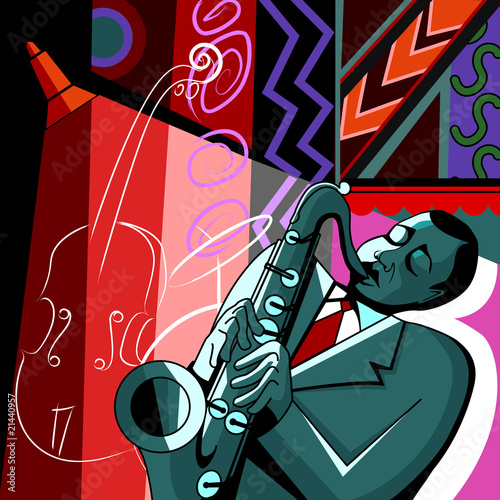 saxophonist on a colorful background