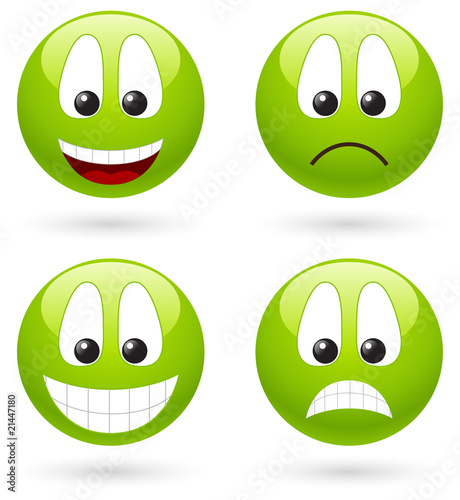 Four shiny green smiles