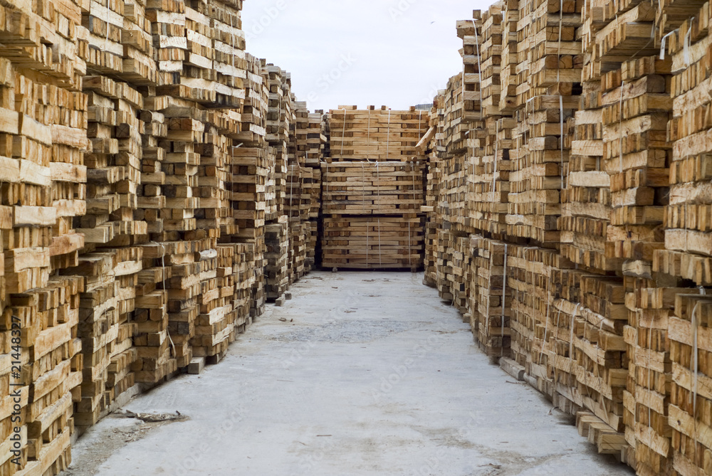 Wood in factory warehouse Wood in factory warehouse