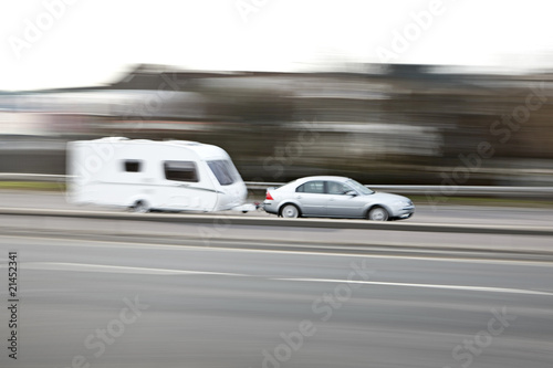 family car with caravan