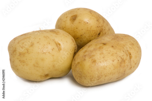 Three Potatoes isolate On  White