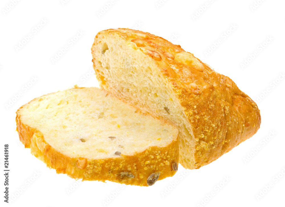 Sliced loaf of bread isolated on white
