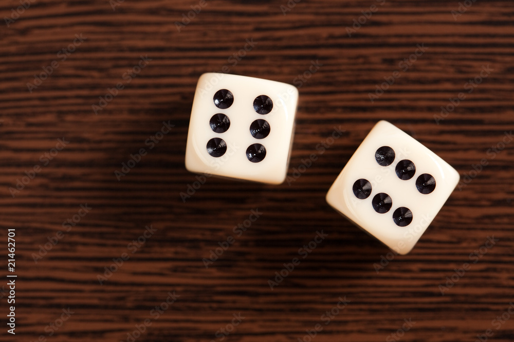 dice on wooden table dice on wooden table