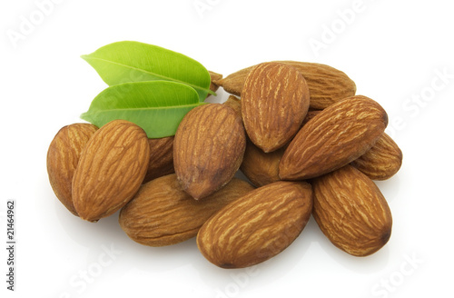 Dried almonds with leaves