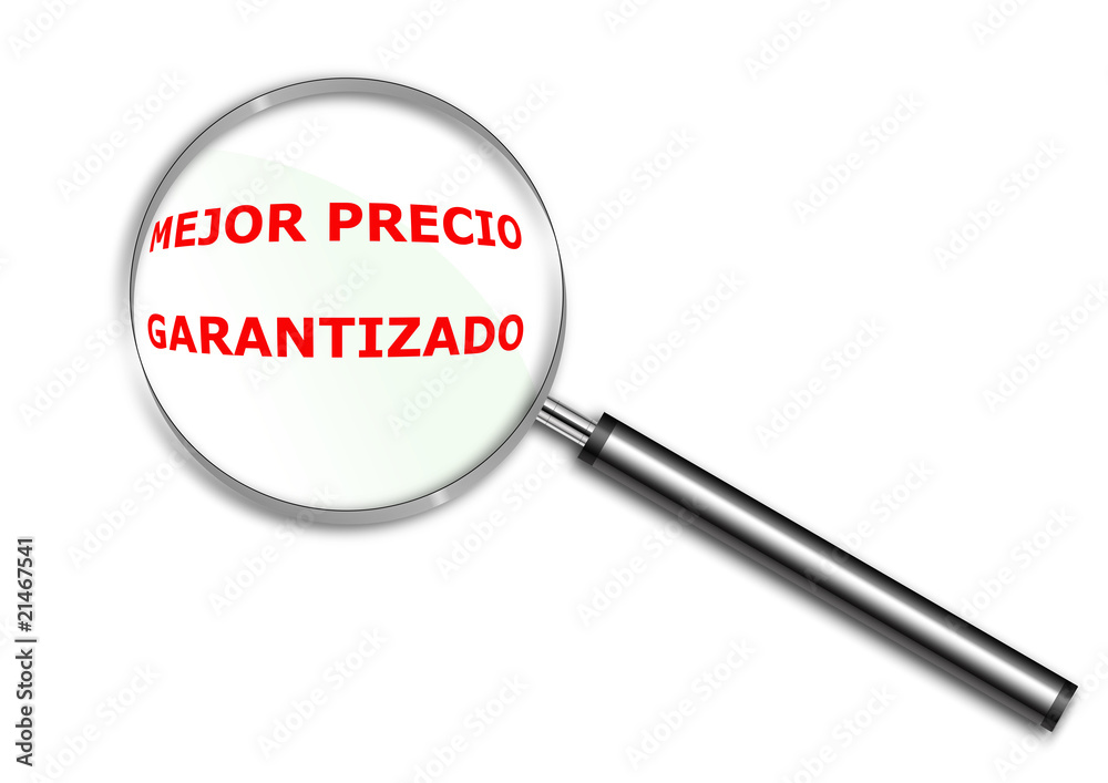 Lupa con las palabras Mejor Precio Garantizado Lupa con las palabras Mejor Precio Garantizado