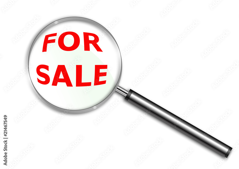 Lupa con las palabras For Sale