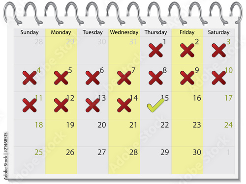Tick and cross calendar 2010 april