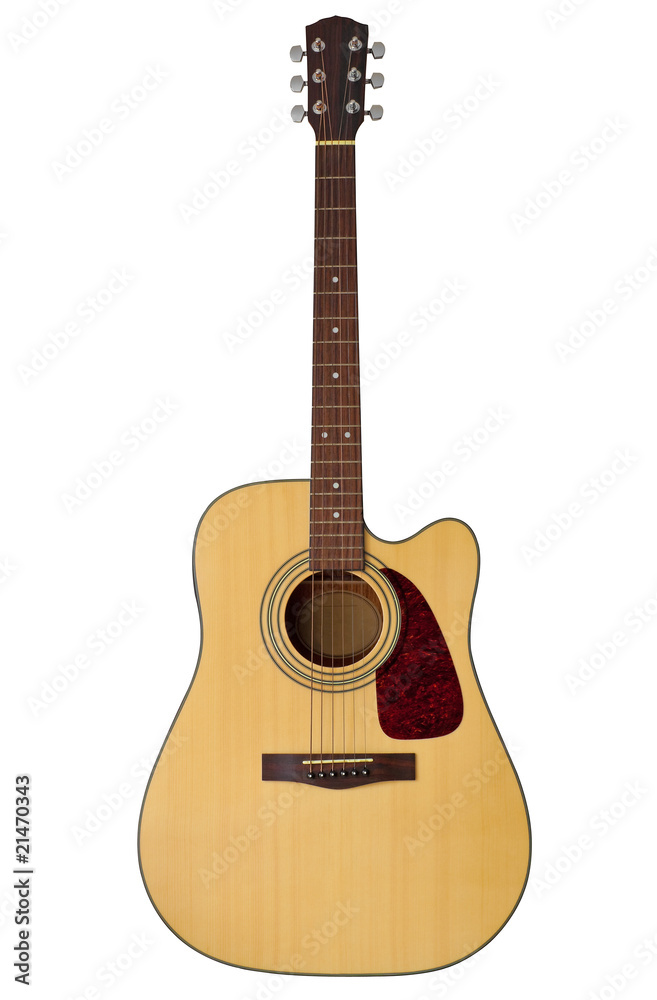 Naklejka premium Acoustic guitar isolated on white