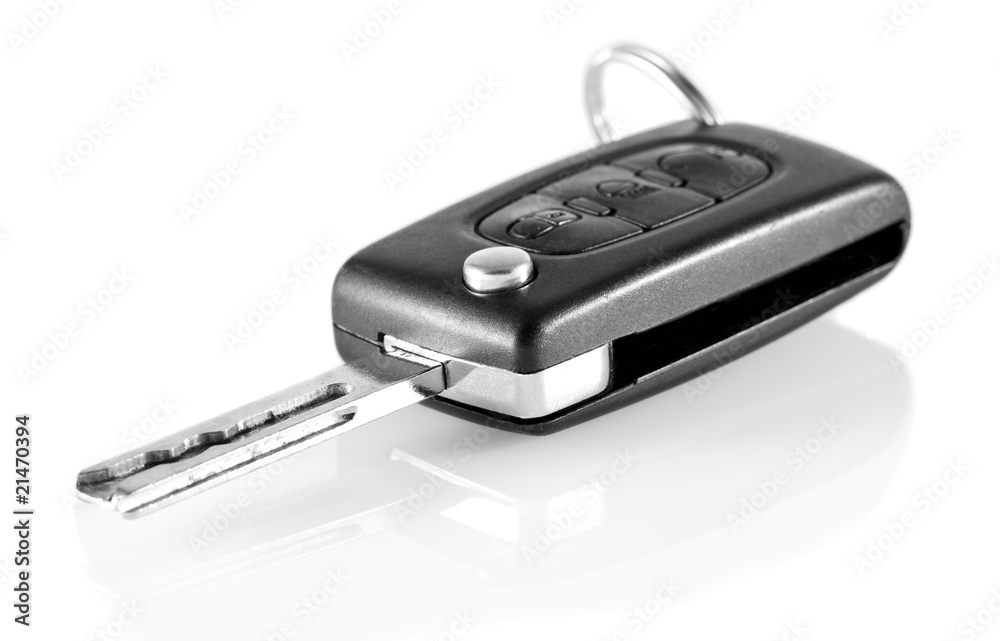 Car keys with reflections on a white background Car keys with reflections on a white background