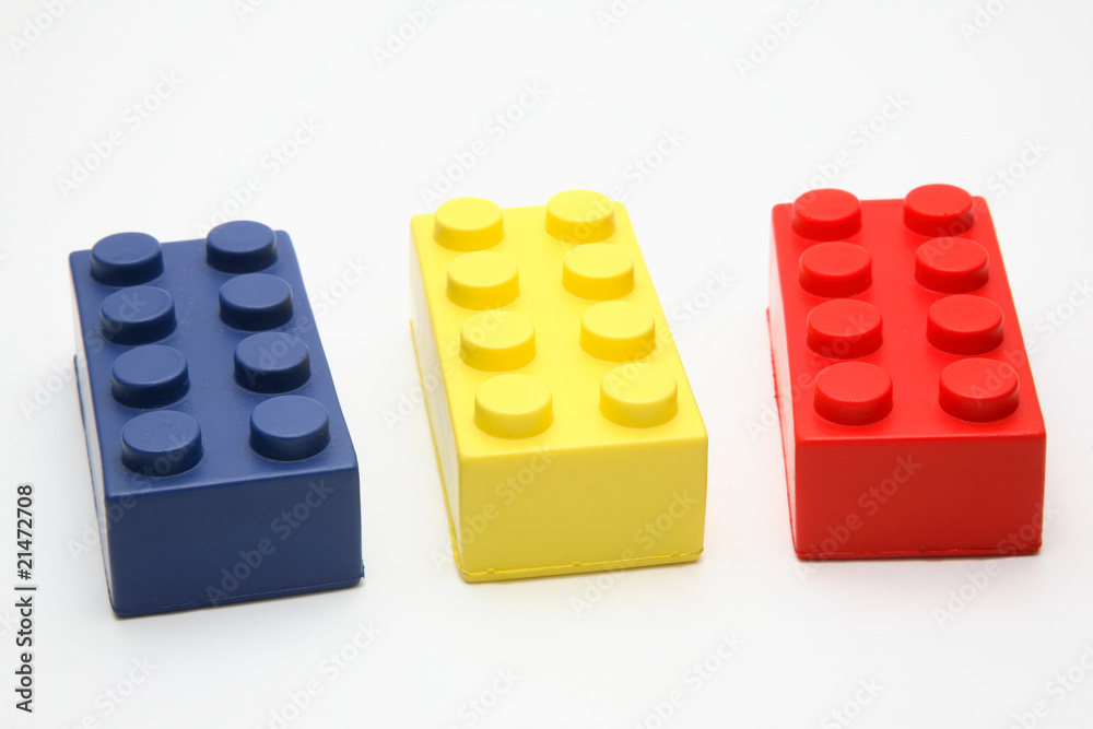 Plastic Interlocking Building Blocks. Isolated Plastic Interlocking Building Blocks. Isolated