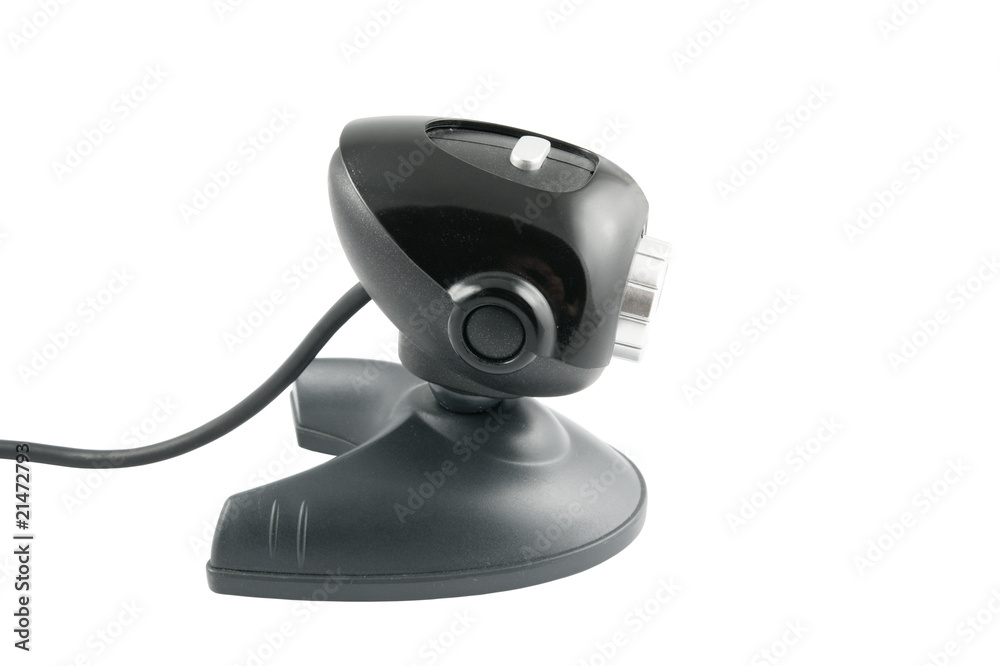 Close up of web cam isolated on white background Close up of web cam isolated on white background
