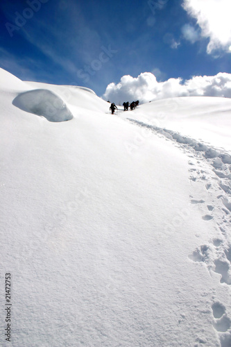 Snowshoe hiking in winter
