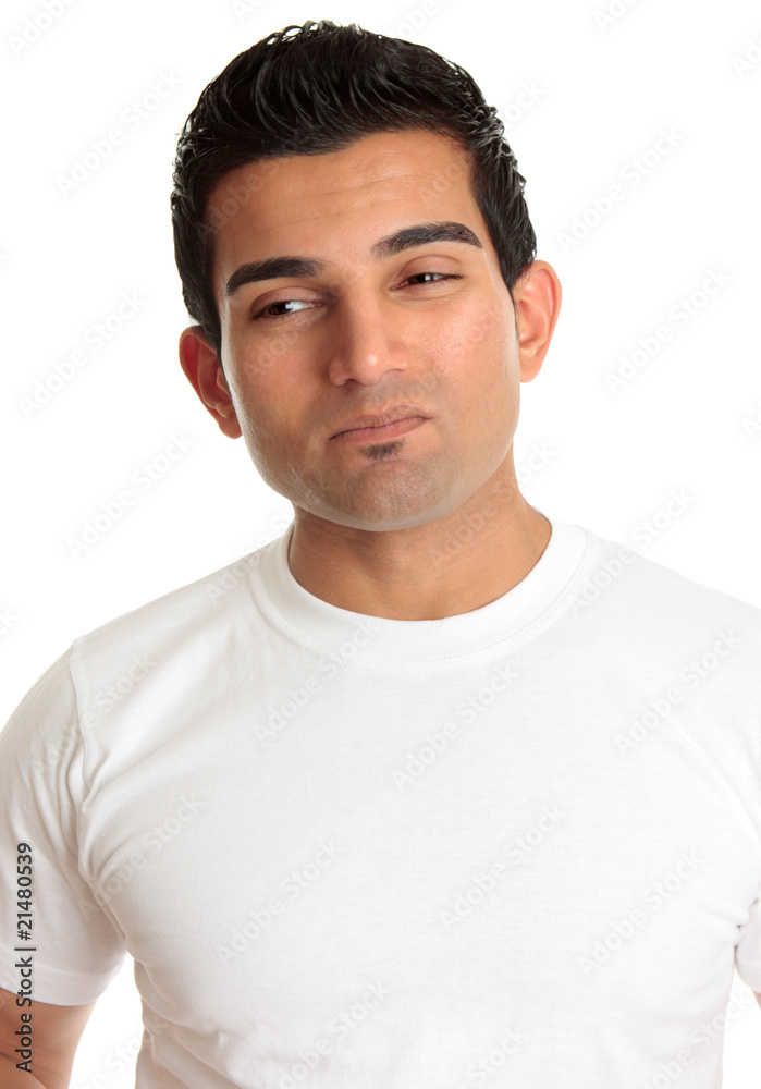 Apprehensive man wincing dilemma problem Apprehensive man wincing dilemma problem
