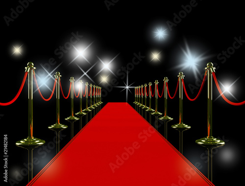 Red carpet at night.